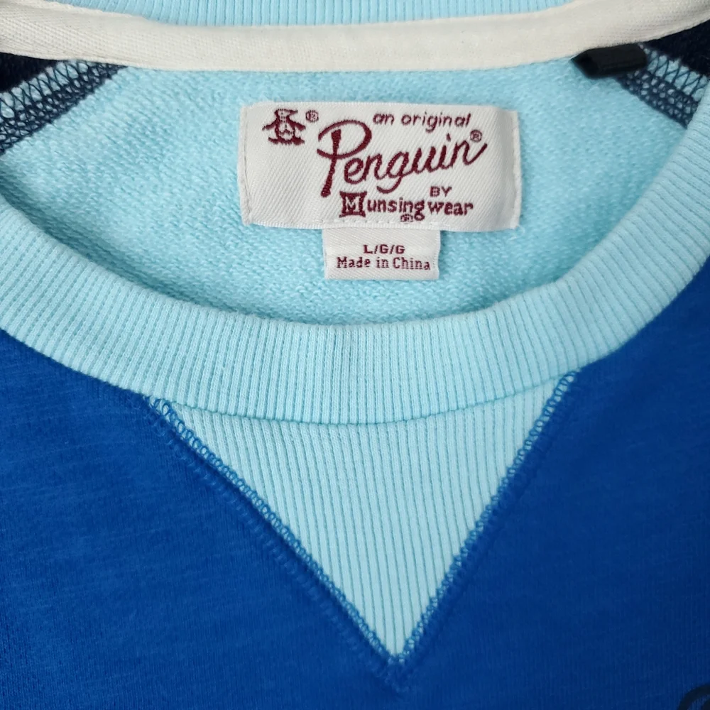 Original Penguin Men's Terry Sweatshirt Color Block Blue Size Large - Picture 3 of 12